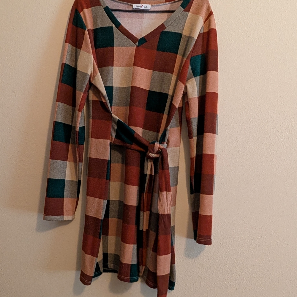 Chic Plaid Long Sleeve Dress